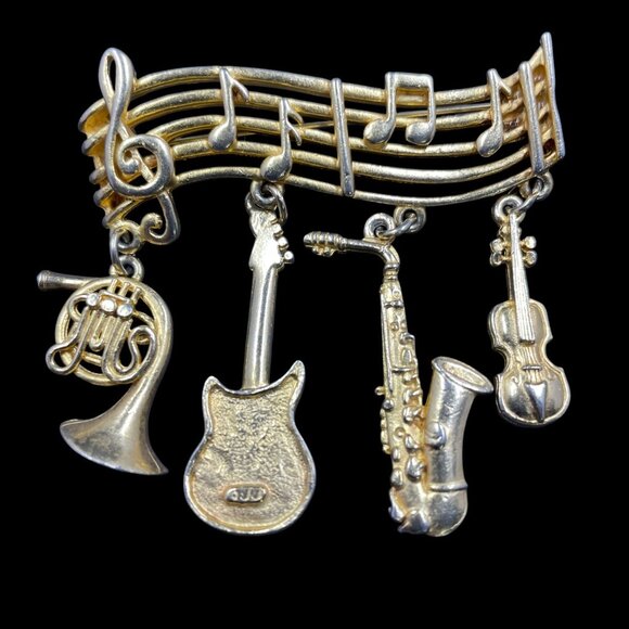 Vintage Musical Instrument Brooch Music Note Charm Pin Coquette Whimsigoth Gift - Picture 2 of 6